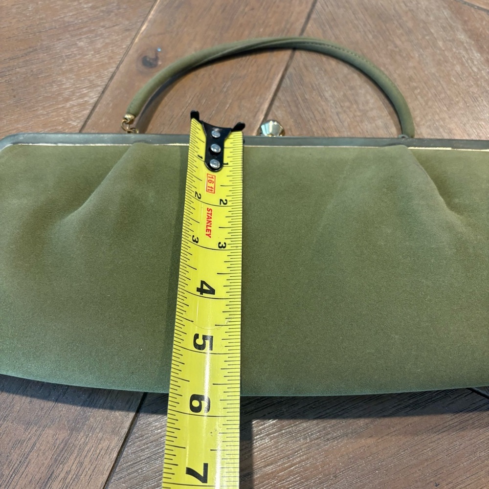 Andé Vintage Handbag Women’s Small Olive Green Evening Clutch Purse Formal - Picture 10 of 10
